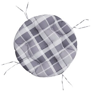 vidaXL Coussin rond motif à carreaux gris Ø 60 x11 cm tissu oxford