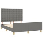vidaXL Cadre de lit avec tête de lit Gris foncé 140x200 cm Tissu