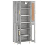 vidaXL Buffet haut Sonoma gris 69 5x34x180 cm Bois d'ingénierie
