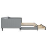 vidaXL Lit de jour avec gigogne et tiroirs gris clair 90x200 cm tissu