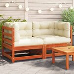 vidaXL Canapés d'angle de jardin coussins 2 Pièces cire marron pin massif
