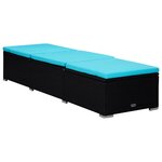 vidaXL Chaise longue avec coussin et table à thé Résine tressée Bleu