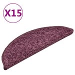 vidaXL Tapis d'escalier 15 pièces 56 x 17 x 3 cm Violet foncé Demi-rond
