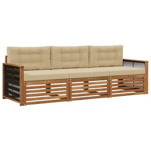 vidaXL Ensemble de canapés d'extérieur 3 Pièces Naturel et Beige