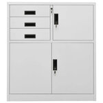 Armoire de bureau rangement avec étagère réglable 90 x 40 x 102 cm en acier gris clair 02_0046904