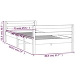 vidaXL Cadre de lit Noir 75x190 cm Bois de pin massif
