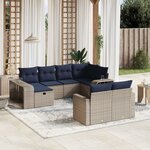 vidaXL Salon de jardin 10 Pièces avec coussins gris résine tressée