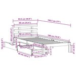 vidaXL Cadre de lit avec tiroirs sans matelas 90x190 cm