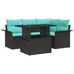 vidaXL Ensemble de canapé de jardin avec coussin 5 Pièces Noir polyrotin