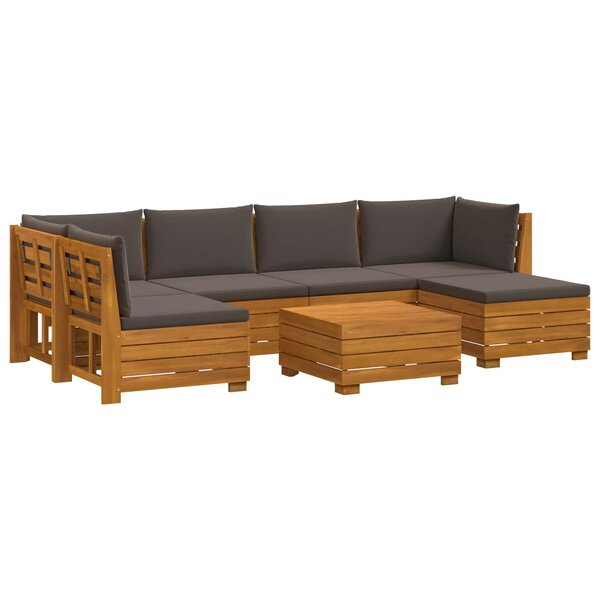 vidaXL Ensemble de canapés d'extérieur avec coussin 7 Pièce Marron