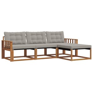 vidaXL Ensemble de canapés d'extérieur 4 pc Naturel et gris clair