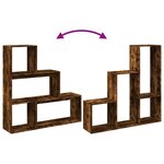 vidaXL Étagère séparatrice de pièce 3 niveaux chêne fumé 123x29x123 cm