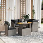 vidaXL Salon de jardin 5 Pièces avec coussins gris résine tressée