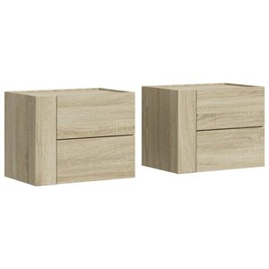 vidaXL Tables de chevet murales 2 Pièces chêne sonoma 45x30x35 cm