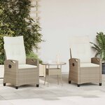 vidaXL Chaise de jardin 2 Pièces Beige et crème 56 x 60 x 112 cm