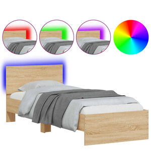 vidaXL Cadre de lit sans matelas avec lumières LED 90x190 cm