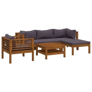 vidaXL Salon de jardin 6 Pièces avec coussin Bois d'acacia solide
