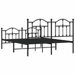 vidaXL Cadre de lit métal sans matelas avec pied de lit noir 135x190cm