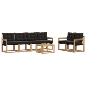 vidaXL Ensemble de canapés d'extérieur 7 Pièces Blanc et noir