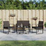 vidaXL Ensemble à manger de jardin 5 Pièces et coussins marron rotin PP