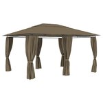 vidaXL Chapiteau de jardin avec rideaux 4x3 m Taupe 180 g/m²