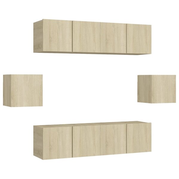 vidaXL Ensemble de meubles TV 6 Pièces Chêne sonoma Bois d'ingénierie