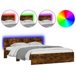vidaXL Cadre de lit avec LED sans matelas chêne fumé 160x200 cm