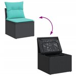vidaXL Salon de jardin avec coussins 14 Pièces noir résine tressée