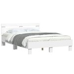 vidaXL Cadre de lit avec LED Blanc 137 x 190 cm Bois d'ingénierie