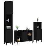 vidaXL Ensemble de meubles salle de bain 3 Pièces noir bois d'ingénierie