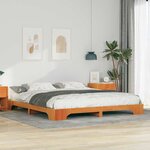 vidaXL Cadre de lit surélevé Marron 180 x 220 cm Bois massif en pin