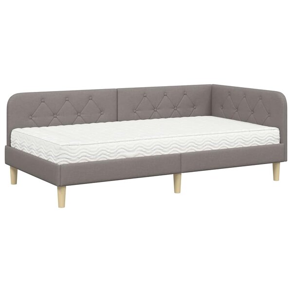 vidaXL Cadre de lit d'angle Taupe 90 x 190 cm tissu