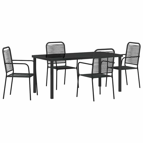 vidaXL Ensemble de salle à manger pour jardin 5 Pièces Noir
