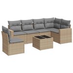 vidaXL Salon de jardin avec coussins 7 Pièces beige résine tressée