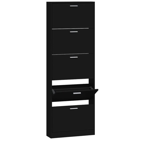 vidaXL Armoire à chaussures Noir 59x17x169 cm Bois d'ingénierie
