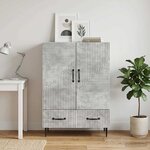 vidaXL Buffet Gris béton 66 x 34 5 x 95 cm Bois d'ingénierie
