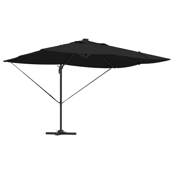 vidaXL Parasol Roma à Bras Déporté Noir et Noir 352 x 251 x 265 cm