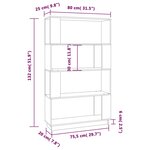 vidaXL Bibliothèque/Séparateur de pièce Gris 80x25x132 cm Pin massif