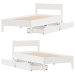 vidaXL Cadre de lit sans matelas blanc 75x190 cm bois de pin massif