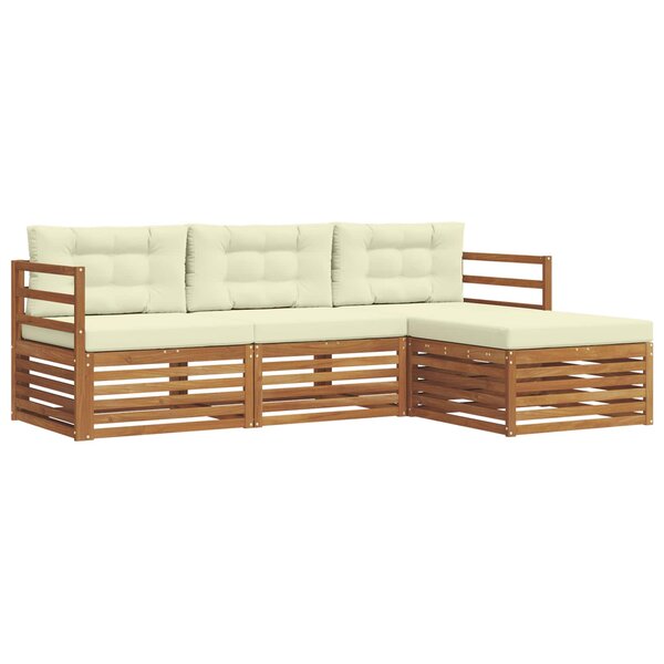 vidaXL Ensemble de canapés d'extérieur 4 pc Naturel et Crème