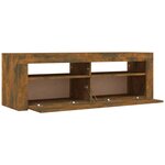 vidaXL Meuble TV avec lumières LED Chêne fumé 120x35x40 cm