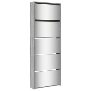vidaXL Armoire à chaussures miroir 5 niveaux sonoma gris 63x17x169 5cm