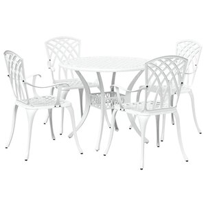 vidaXL Ensemble de salle à manger pour jardin 5 Pièces Blanc Aluminium