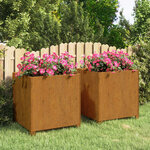 vidaXL Jardinières avec pieds 2 Pièces Rouillé 49x47x50 cm Acier corten