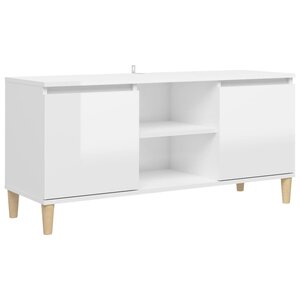 vidaXL Meuble TV avec pieds en bois Blanc brillant 103 5x35x50 cm