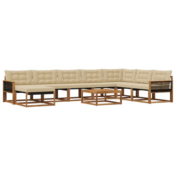 vidaXL Ensemble de canapés d'extérieur 9 Pièces Naturel et Beige