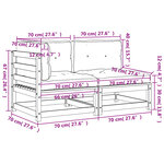 vidaXL Canapé de jardin et coussins 2 places blanc bois de pin massif