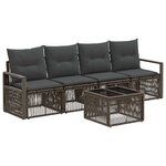 vidaXL Ensemble de canapé de jardin 5 Pièces Gris polyrotin