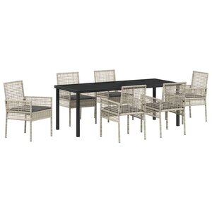 vidaXL Ensemble de salle à manger pour jardin 7 Pièces Gris clair