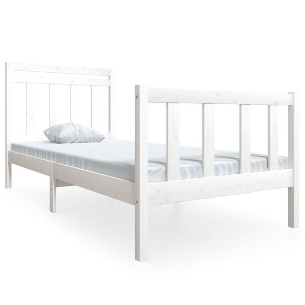 vidaXL Cadre de lit Blanc Bois massif 90x200 cm